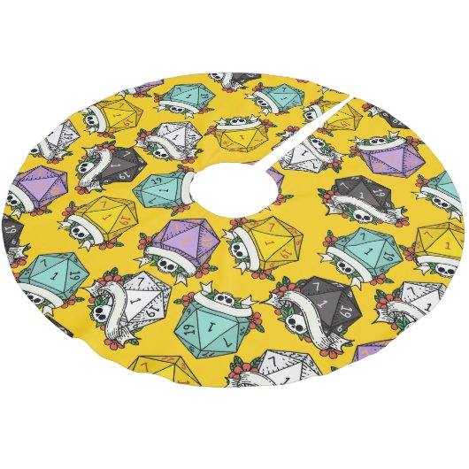 D20-Set-Muster Polyester Weihnachtsbaumdecke (Schrägansicht)