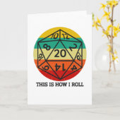 D20 So rolle ich Retro-Würfel Karte (Gelbe Blume)