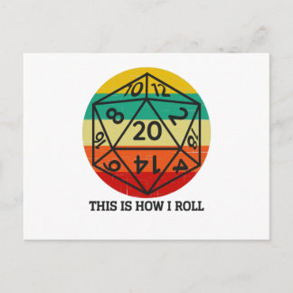 D20 So rolle ich Retro-Würfel Postkarte