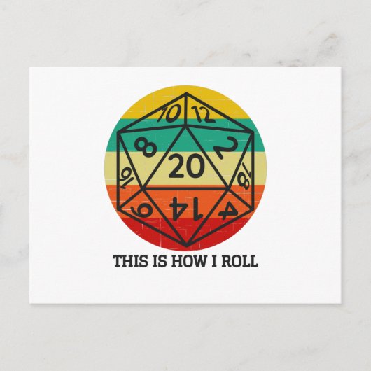 D20 So rolle ich Retro-Würfel Postkarte (Vorderseite)