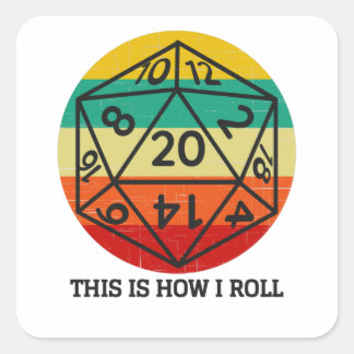 D20 So rolle ich Retro-Würfel Quadratischer Aufkleber