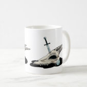 D20 und Drache-Schädel Kaffeetasse (VorderseiteRechts)