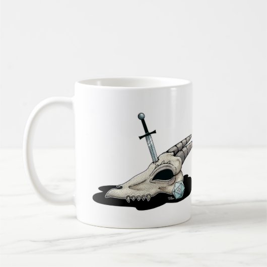 D20 und Drache-Schädel Kaffeetasse (Links)