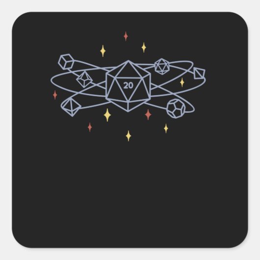 D20 UNIVERSE RPG-DESIGN QUADRATISCHER AUFKLEBER (Vorderseite)