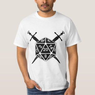 D20 Würfel mit Schwertern T-Shirt