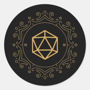 D20-Würfel-Monogramm-Bronze-Tabletop-RPG Runder Aufkleber
