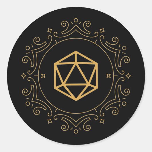 D20-Würfel-Monogramm-Bronze-Tabletop-RPG Runder Aufkleber (Vorderseite)