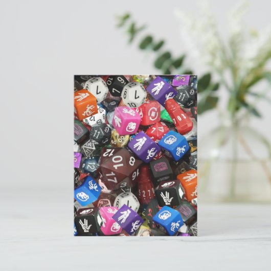 d20 Würfel Postkarte (Stehend Vorderseite)
