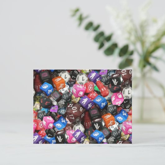 d20 Würfel Postkarte (Stehend Vorderseite)