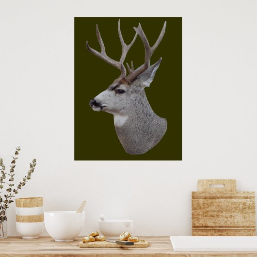 D27 Mule Deer Buck Head Poster (Küche)