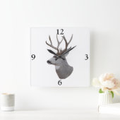 D27 Mule Deer Buck Head Quadratische Wanduhr (Zuhause)