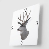 D27 Mule Deer Buck Head Quadratische Wanduhr (Winkel)