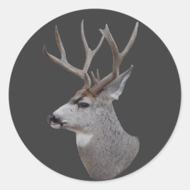 D27 Mule Deer Buck Head Runder Aufkleber