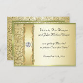 D2 Gold auf der Gold Damask Save the Date Karte (Vorne/Hinten)
