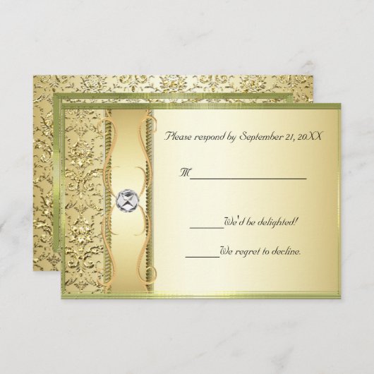 D2 Gold auf Gold Damaskus RSVP-Karte RSVP Karte (Vorne/Hinten)