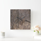 D2 Weißschwanzbuck Quadratische Wanduhr (Zuhause)