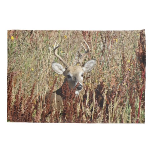 D31 Weißschwanzhirsche im Unkraut Kissenbezug (Rückseite)