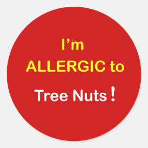 d5 - Ich bin allergisch - TREE NUTS. Runder Aufkleber