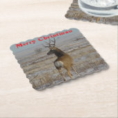 D 20 Maultierhirsch im Schnee Coaster Untersetzer (angewinkelt)