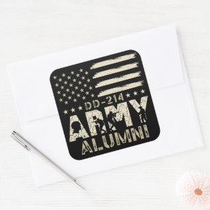 D-214 Militärische US-Flag Veteran der Armee Alumn Quadratischer Aufkleber