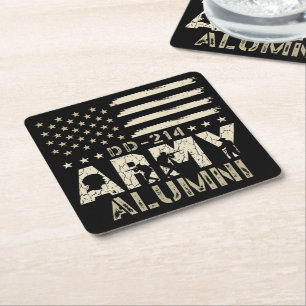 D-214 Militärische US-Flag Veteran der Armee Alumn Rechteckiger Pappuntersetzer