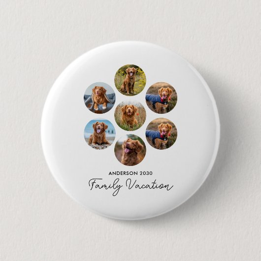 D 7 Photo Collage Family Vacation Button (Vorderseite)