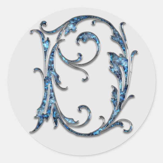 D-Aufkleber für Monogramm Runder Aufkleber (Vorderseite)