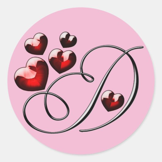 D-Aufkleber für Monogramm Runder Aufkleber (Vorderseite)