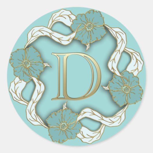 D-Aufkleber für Monogramm Runder Aufkleber (Vorderseite)