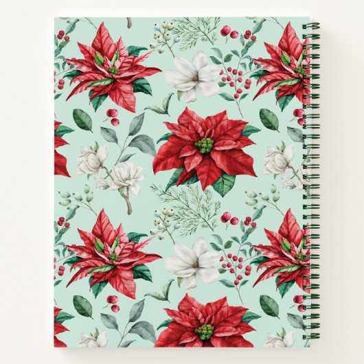 d) Blumenmonogramm grüne Aquarellfarben Weihnachte Notizblock (Rückseite)