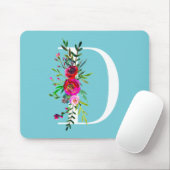 D Buchstabe Anfangs Monogramm Floral Benutzerdefin Mousepad (Mit Mouse)