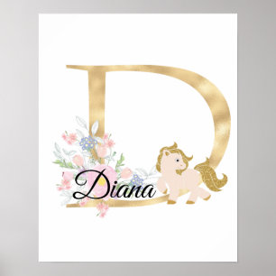 D Buchstabe personalisierte Bezeichnung Monogramm Poster