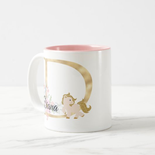 D Buchstabe personalisierte Bezeichnung Monogramm Zweifarbige Tasse (Vorderseite Links)