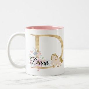D Buchstabe personalisierter Name Monogramm mit Po Zweifarbige Tasse