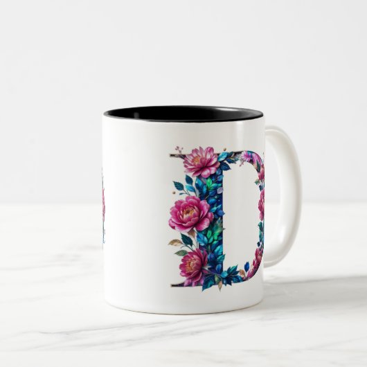 D Coffee Tasse - Blumendesign für Geschenke (VorderseiteRechts)
