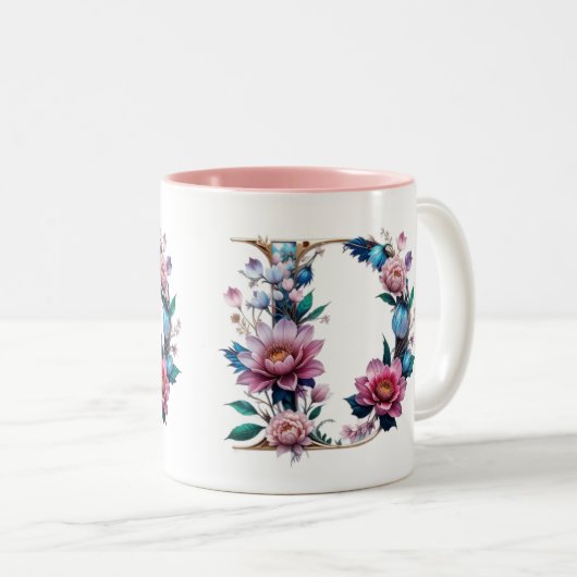 D Coffee Tasse - Blumendesign für Geschenke (VorderseiteRechts)