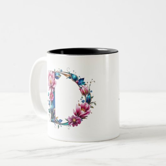 D Coffee Tasse - Blumendesign für Geschenke (Vorderseite Links)