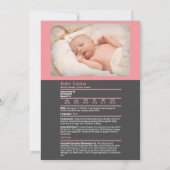 D&D Baby Birth Ankündigung Pink Girl (Rückseite)