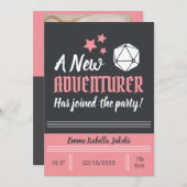 D&D Baby Birth Ankündigung Pink Girl (Vorne/Hinten)