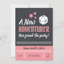 D&D Baby Birth Ankündigung Pink Girl