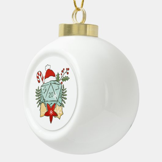 D&D Christmas D20 Dice Keramik Kugel-Ornament (Rechts)