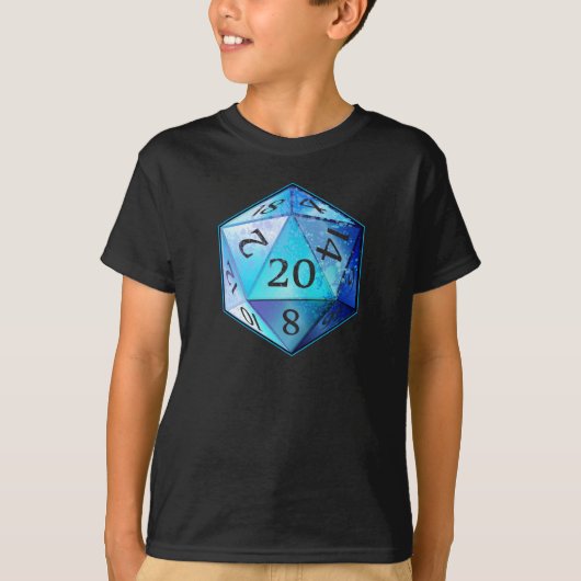 D&D d20 blaues und schwarzes KOBALT die T-Shirt (Vorderseite)