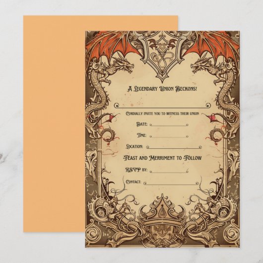 D&D Fantasy Wedding Einladung (Vorne/Hinten)