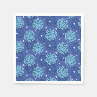 D&D Geburtstagsparty Blue D20 Dice Paper Napkin Serviette