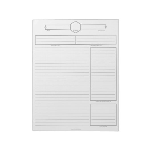D&D Player Session Notepad Notizblock (Rotiert)