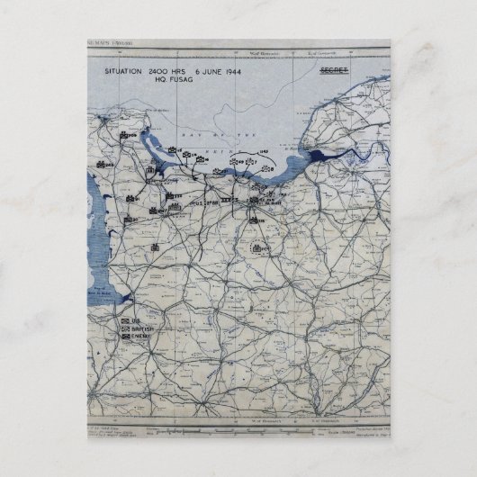 D-Day Map des Zweiten Weltkriegs 6. Juni 1944 Postkarte (Vorderseite)