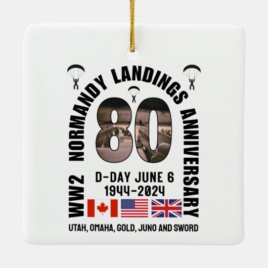 D-DAY NORMANDY LANDINGS WW2 80 JAHRE KERAMIKORNAMENT (Rückseite)