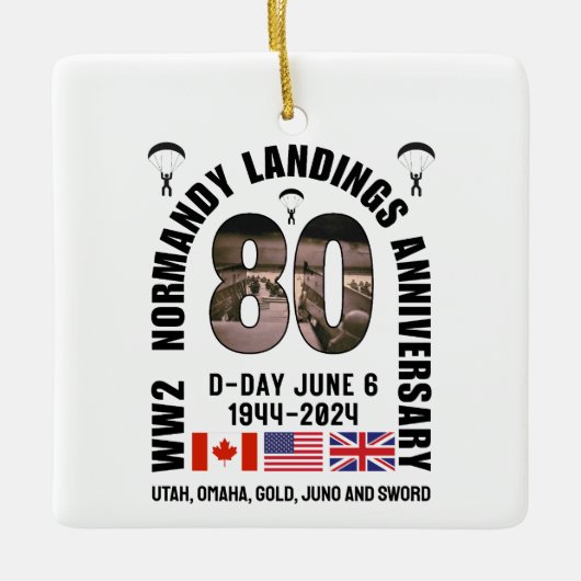 D-DAY NORMANDY LANDINGS WW2 80 JAHRE KERAMIKORNAMENT (Vorderseite)
