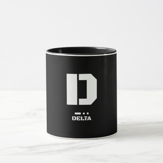 D (Delta) NATO Phonetischer Alphabet & Morse Code Tasse (Zentrum)