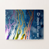 D - Denim-blaues Seealphabet-Kunst-Puzzlespiel Puzzle (Horizontal)